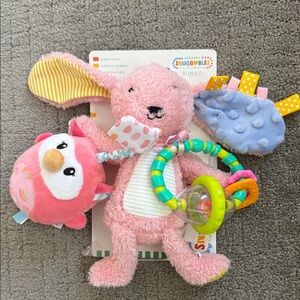 Pink Bunny and Owl Plush Toy Set Sensory